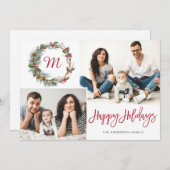 クリスマスパインコーン2枚写真コラージュ挨拶 シーズンカード (正面/裏面)