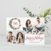 クリスマスパインコーン2枚写真コラージュ挨拶 シーズンカード (スタンド正面)