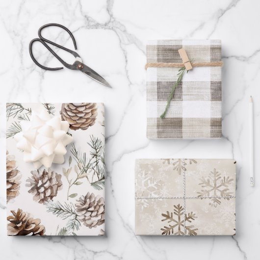 クリスマスパインコーン ラッピングペーパーシート (正面)