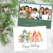 クリスマスパインツリーの水彩写真 シーズンカード