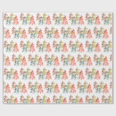 クリスマスパインツリーウォーターカラーホリデー ラッピングペーパー (フラット)