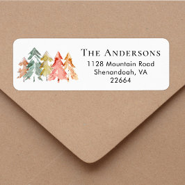 クリスマスパインツリーウォーターカラー差出人住所 ラベル