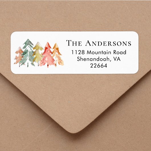 クリスマスパインツリーウォーターカラー差出人住所 ラベル