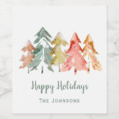 クリスマスパインツリーズウォーターパーソナライズされたカラー ワインラベル (シングルラベル)