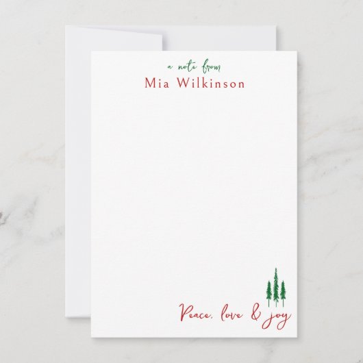 クリスマスパインツリーノートカード サンキューカード (正面)