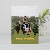 クリスマスパインツリーフォイルホリデーカード 箔シーズンカード (立ち正面)