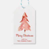 クリスマスパインツリーレッドミニマリストパーソナライズされた ギフトタグ (正面)
