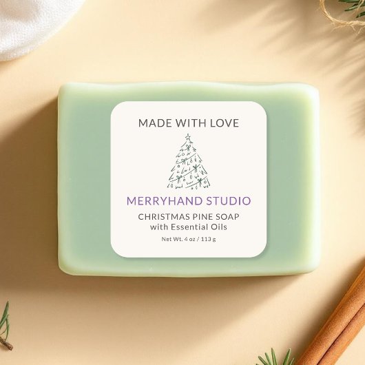 クリスマスパインツリー石鹸ラベルクリームホリデイ スクエアシール