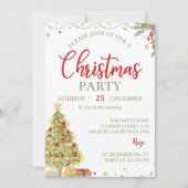 クリスマスパインツリー誕生日パーティーの招待 招待状 (正面)