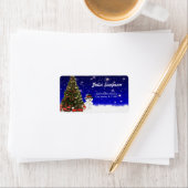 クリスマスパインツリー、雪だるま ラベル (インサイチュ)