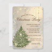 クリスマスパインツリー、雪の結晶クリスマスパーティー 招待状 (正面)