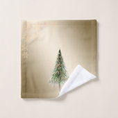 クリスマスパインツリー，雪片 バスタオルセット (ウォッシュタオル)