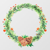 クリスマスパインバウパインコーンホリーリース ウィンドウサイン (シート)