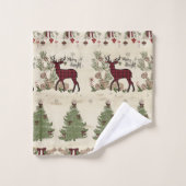 クリスマスパインフォレストディア〔雄ジカの〕枝角メリーnブライト バスタオルセット (ウォッシュタオル)
