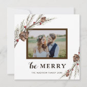 クリスマスパインブランチホリデーフォトカード |正方形 シーズンカード (正面)
