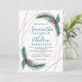 クリスマスパインヤドリギ枠バラ金ゴールド 招待状 (スタンド正面)