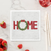 クリスマスパインリースとホーム文字オン樺の木 スタンダードランチョンナプキン (インサイチュ)