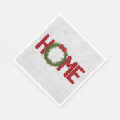 クリスマスパインリースとホーム文字オン樺の木 スタンダードランチョンナプキン (角)