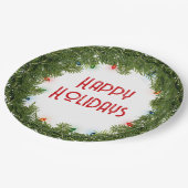 クリスマスパインリースとライト ペーパープレート (アングル)