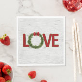 クリスマスパインリースと愛文字オン樺の木 スタンダードランチョンナプキン (インサイチュ)