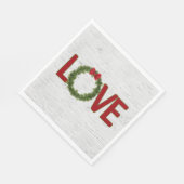 クリスマスパインリースと愛文字オン樺の木 スタンダードランチョンナプキン (角)