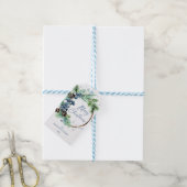 クリスマスパインリースブルーウィンターベリー ギフトタグ (より糸付き)