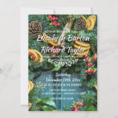 クリスマスパインリースホリデーウィンターウェディング 招待状 (正面)