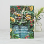 クリスマスパインリースホリデーウィンターウェディング 招待状 (スタンド正面)