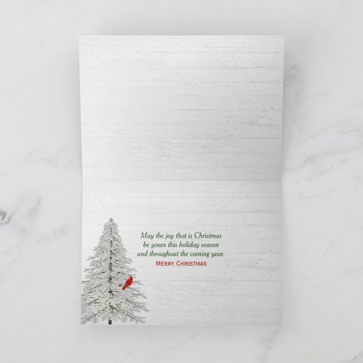 クリスマスパインヴィンテージフォトフレームホリデーカード シーズンカード (内部)