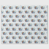 クリスマスパイン付き古い青いトラック ラッピングペーパー (フラット)