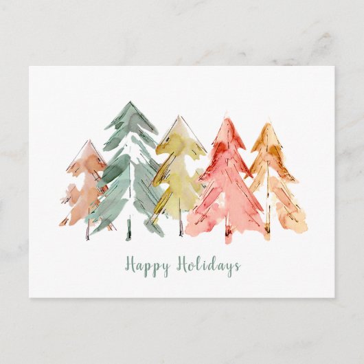 クリスマスパイン木抽象芸術ソフトウォーター色 ポストカード (正面)