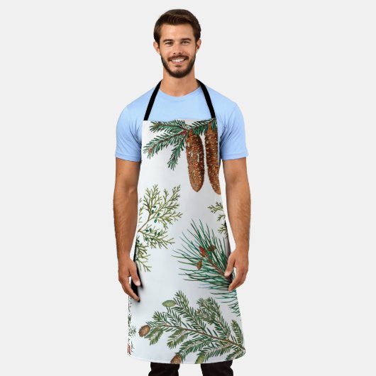 クリスマスパイン針葉樹フォレストフェスティバル エプロン (着用した状態)