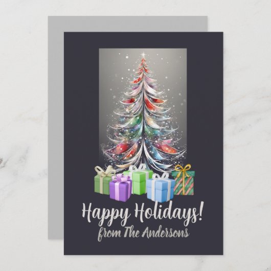 クリスマスパイン14メリークリスマス、グリーティングカード 招待状 (正面/裏面)