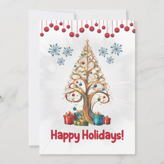 クリスマスパイン1、ハッピーホリデー、カード 招待状 (正面)