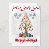 クリスマスパイン1、ハッピーホリデー、カード 招待状 (正面/裏面)