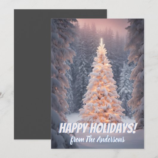 クリスマスパイン81、ハッピーホリデー、グリーティングカード 招待状 (正面/裏面)