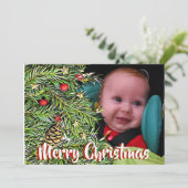 クリスマスパイン&ベリーのパーソナライズされた写真 シーズンカード (スタンド正面)