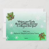 クリスマスパイン&ベリーのパーソナライズされた写真 シーズンカード (裏面)