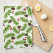クリスマスパイン&レッドベリー キッチンタオル (四つ折り)