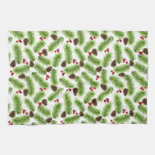 クリスマスパイン&レッドベリー キッチンタオル (横)