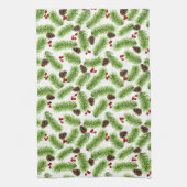 クリスマスパイン&レッドベリー キッチンタオル (縦)