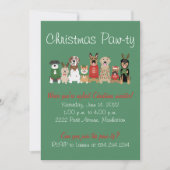 クリスマスパウィティドッグ醜いホリデーセーターレッドグリーン 招待状 (正面)