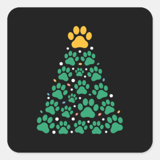 クリスマスパウツリーデザイン 犬 猫 ペット ホリデー クリスマス スクエアシール