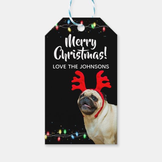クリスマスパグかわいいクリスマス ギフトタグ (正面)