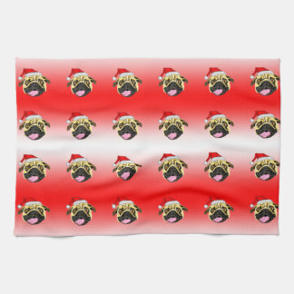 クリスマスパグのティータオル キッチンタオル