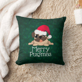 クリスマスパグの犬のスロー枕 16" x 16" クッション