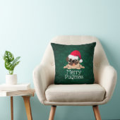 クリスマスパグの犬のスロー枕 16" x 16" クッション (椅子)