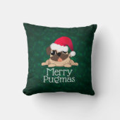 クリスマスパグの犬のスロー枕 16" x 16" クッション (正面)