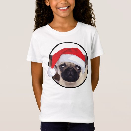 クリスマスパグガールズベラのベビードールTシャツ Tシャツ (正面)