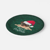 クリスマスパグドッグ紙プレート7" ペーパープレート (アングル)